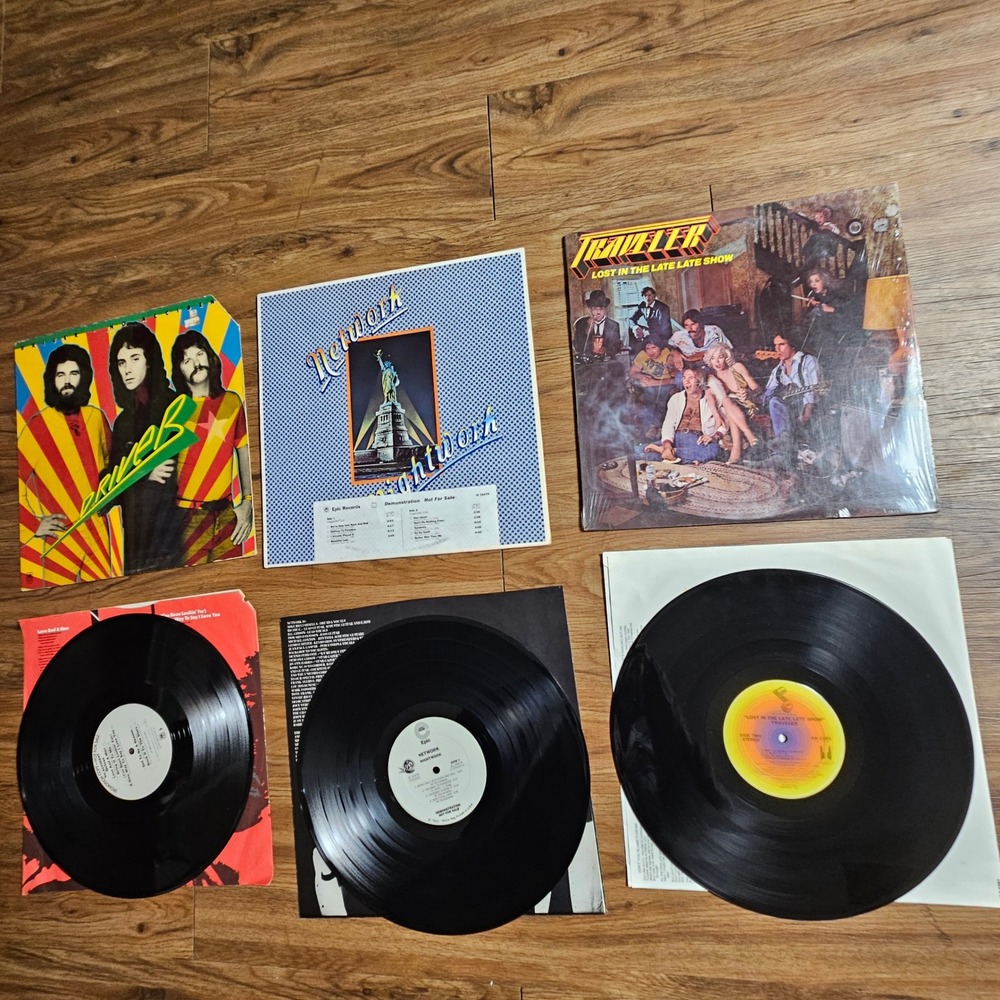 Lot of 3 Vintage 1970s Rock Vinyl Traveler, Network Nightwork, Driver PROMO